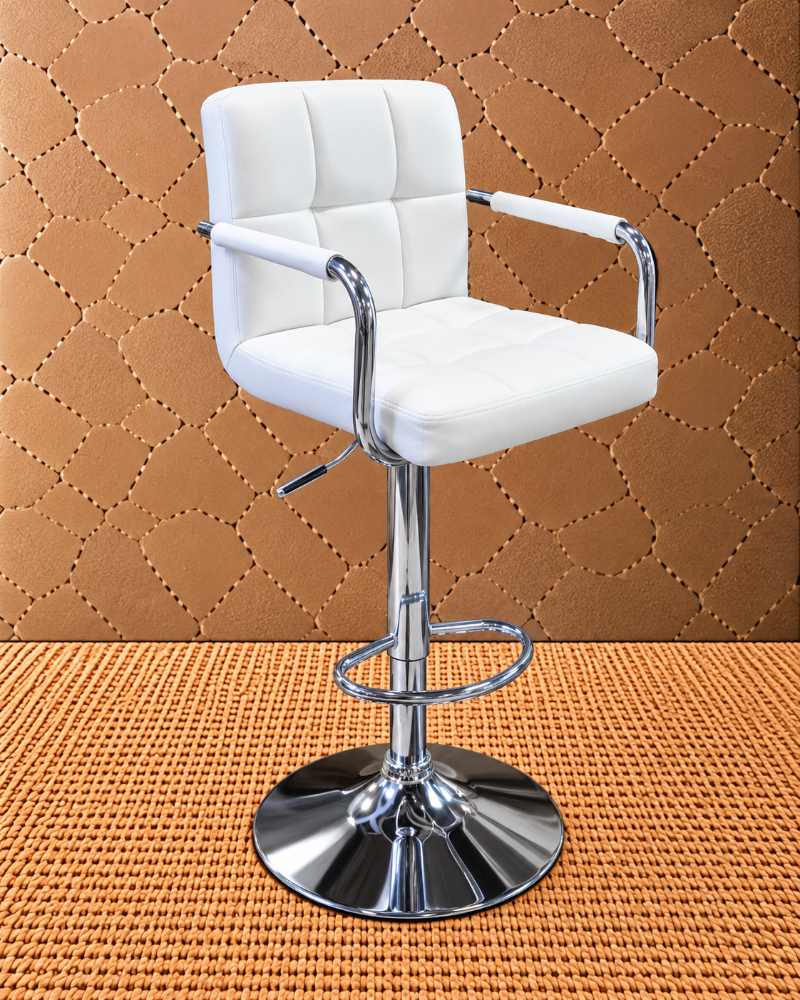 Aurelia Comfort White Adjustable Bar Stool