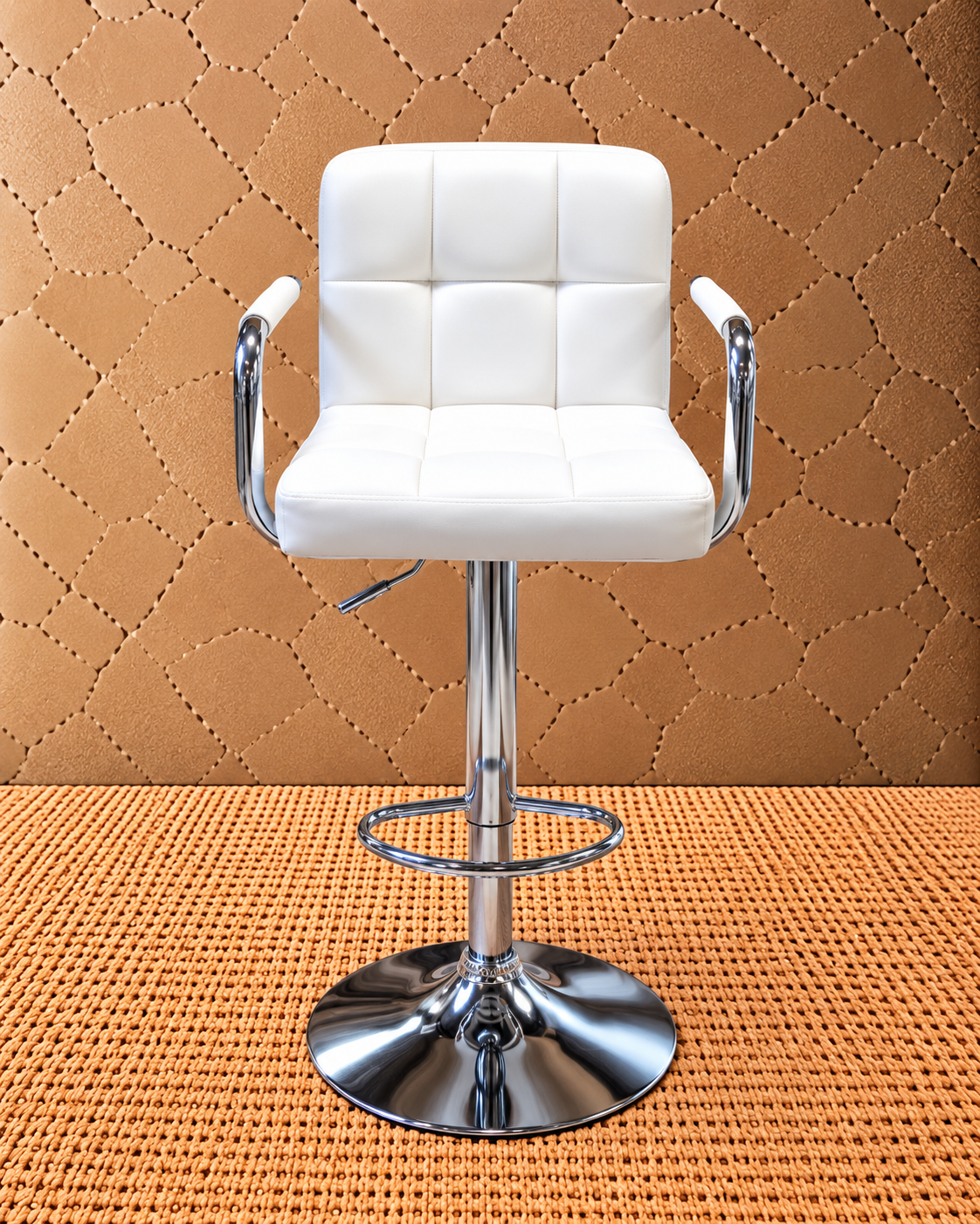 Aurelia Comfort White Adjustable Bar Stool