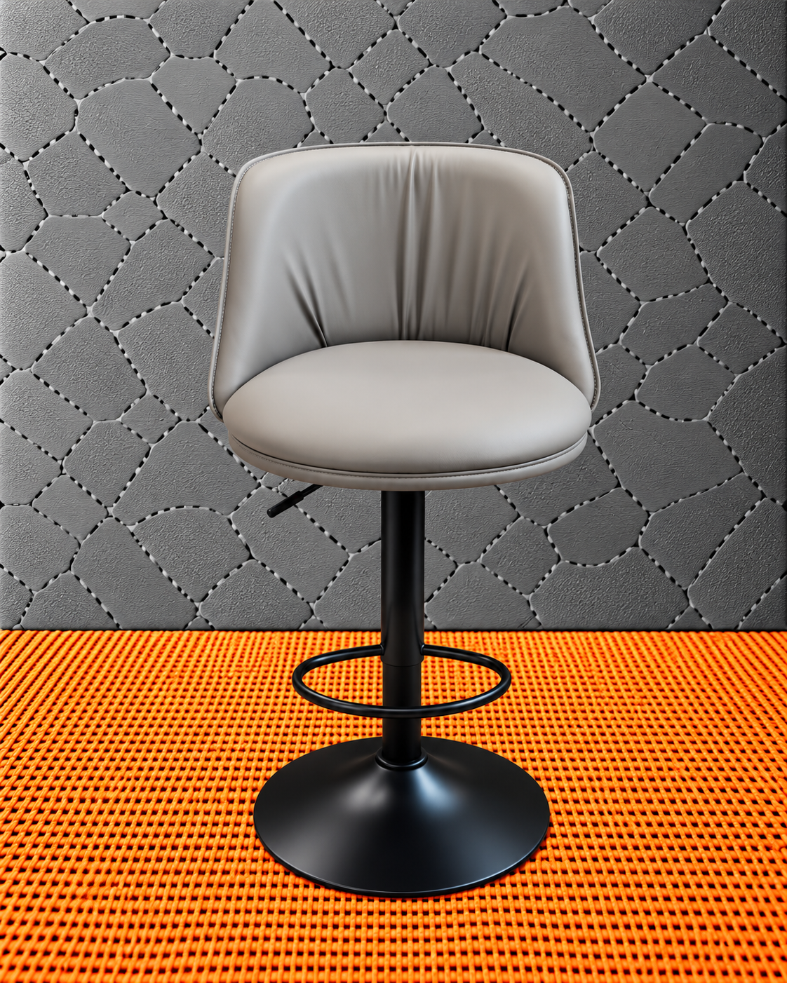 CC-524 Grey Milano Luxe Grey Leatherette Adjustable Bar Stool