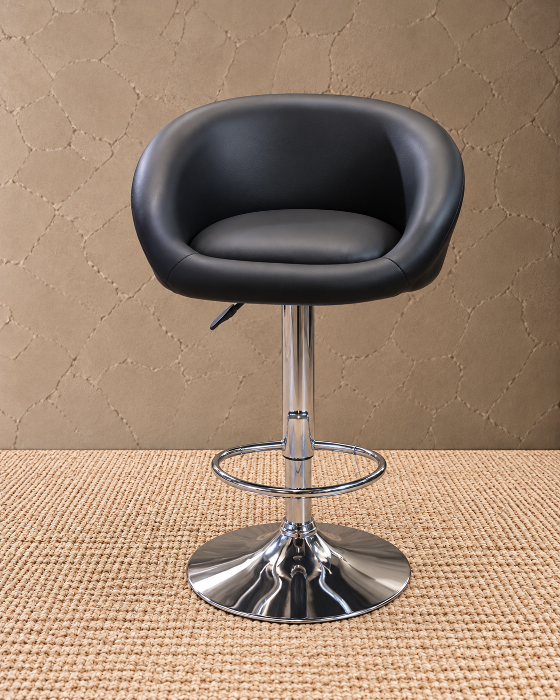 Milano Modern Black Leather Bar Stool