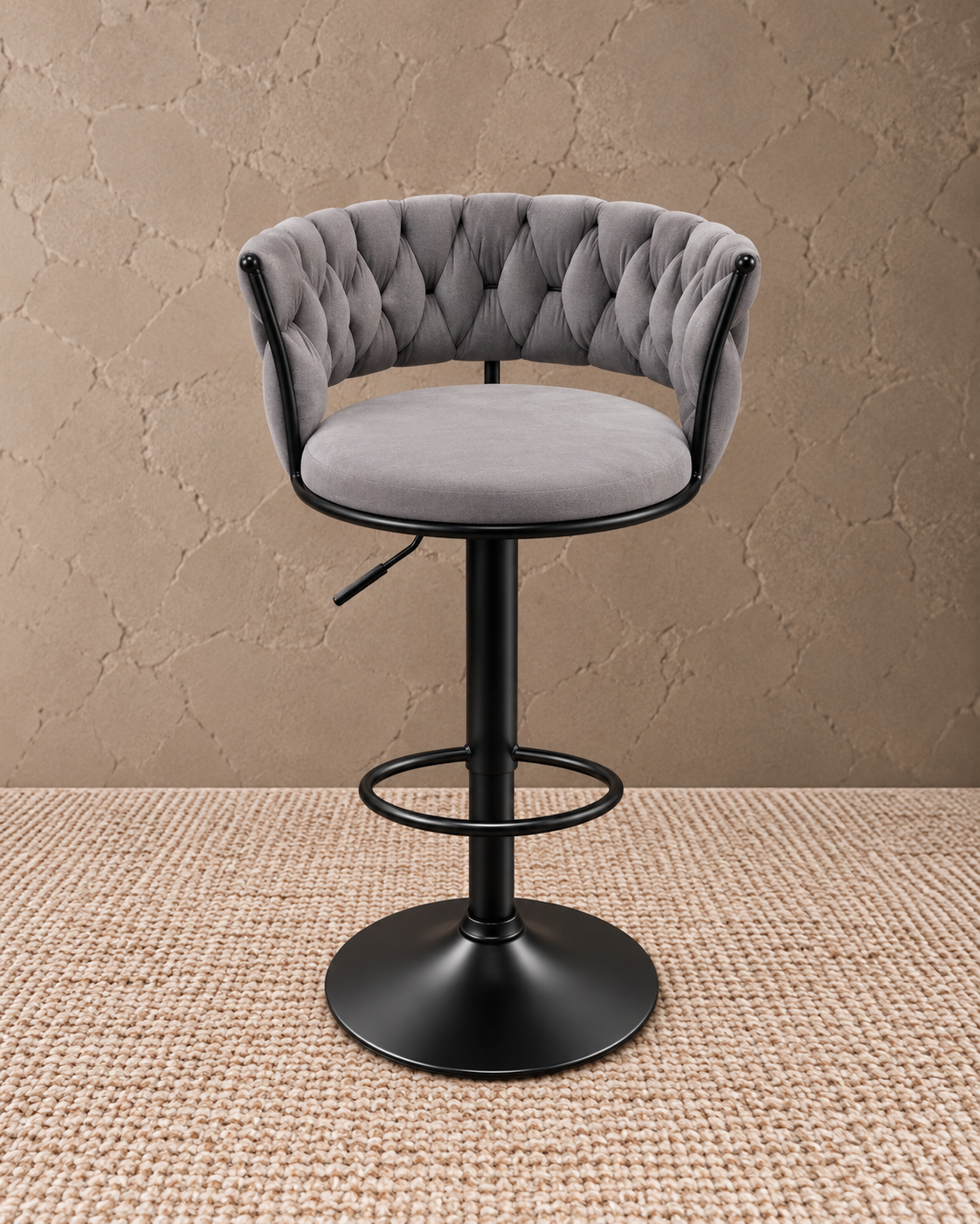 CC-7019 Grey Arvella Luxe Tufted Adjustable Bar Stool