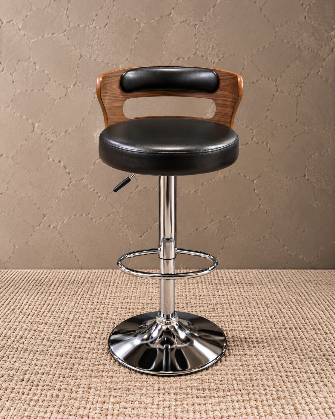 CC-M18 Weston Modern Wood & Black Adjustable Bar Stool