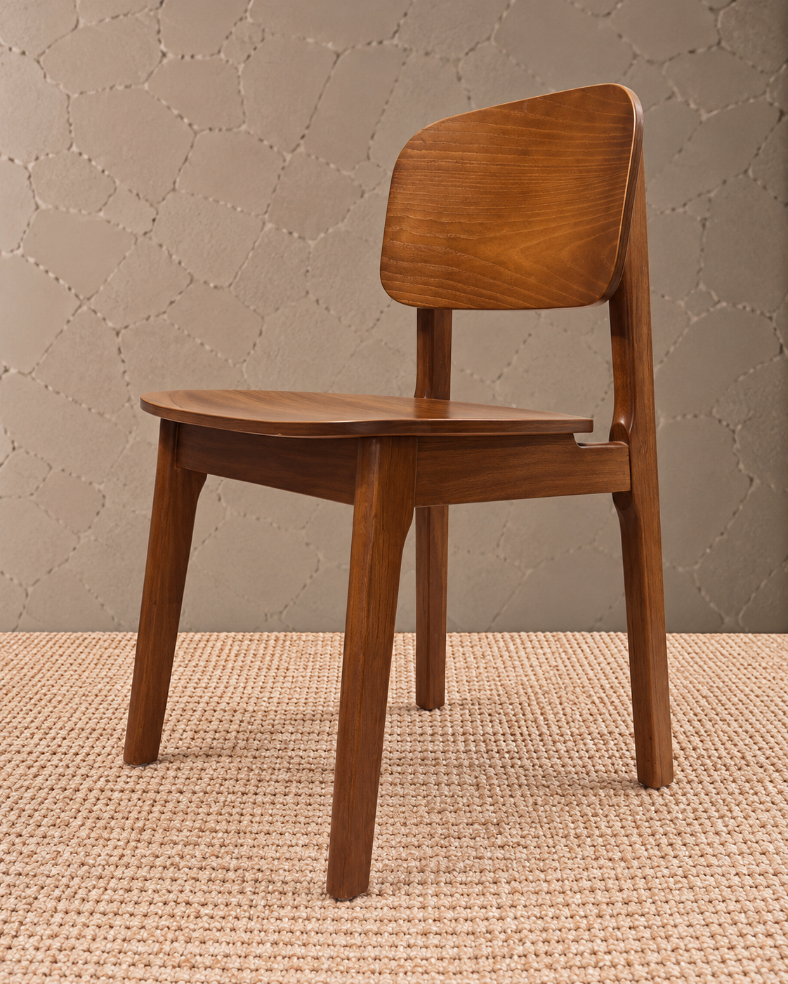 CY-77 Walnut All Wood Rovello Classic Walnut Wooden Dining Chair