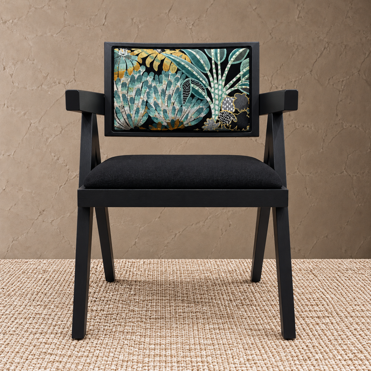 CY-78 Black Base Aviano Signature Floral Dining Armchair