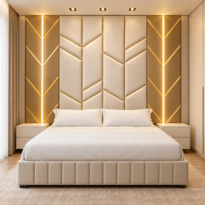 Luxurious Geometric Gold Bedroom Aurevia Golden Luxe Bed Set