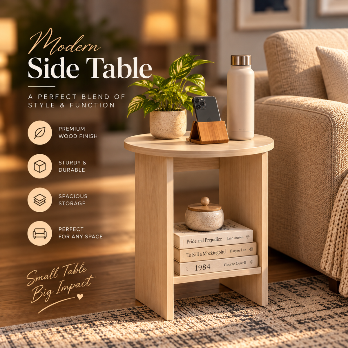 Modern Side Table, Big Impact Liora Modern Wooden Side Table