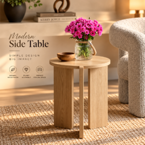 Modern Side Table Vignette Alora Natural Oak Side Table