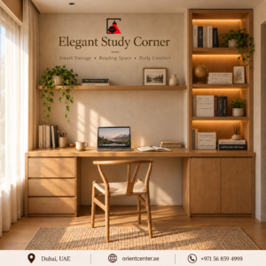 Avelora Natural Oak Study Cabinet with Integrated Desk, LED Bookshelves and Storage