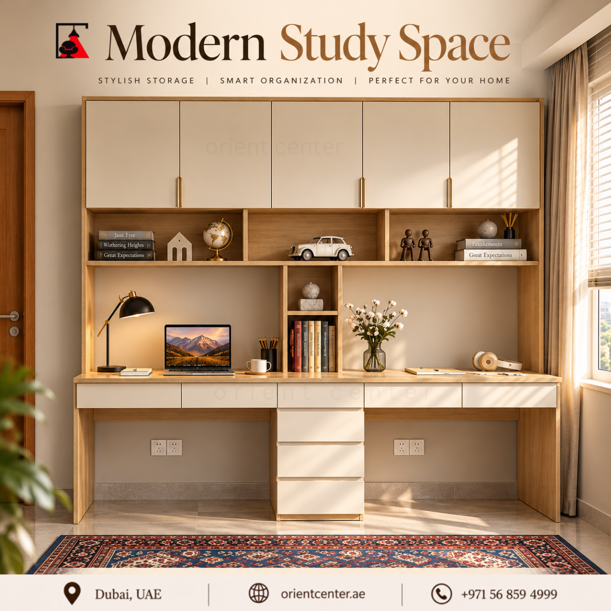 OC-CAB-007 Alveria Modern Double Study Cabinet with Desk