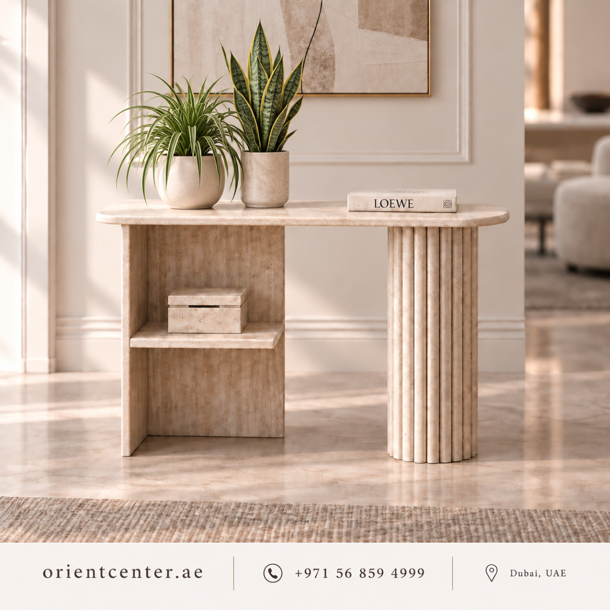 OC-CT-018 Aurelia Luxe Marble-Style Console Table