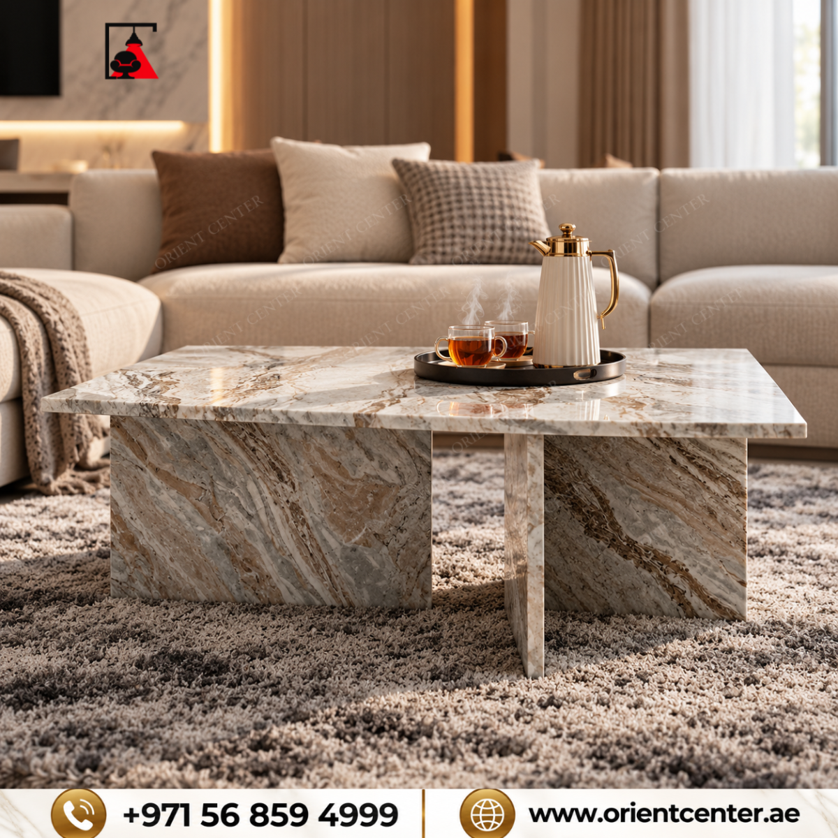 OC-CT-024 Aurevano Signature Marble Coffee Table
