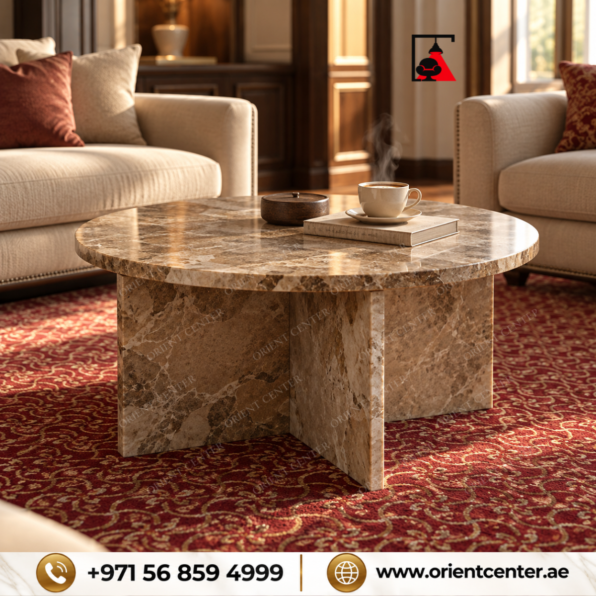 Marvella Luxe Brown Marble Coffee Table