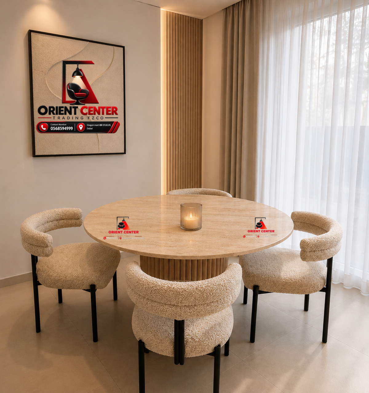 OC-DT-005 Serena Luxe Round Dining Table