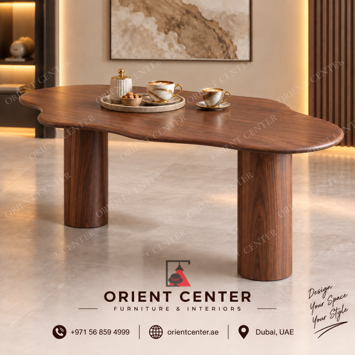 OC-DT-019 Verona Freeform Walnut Dining Table