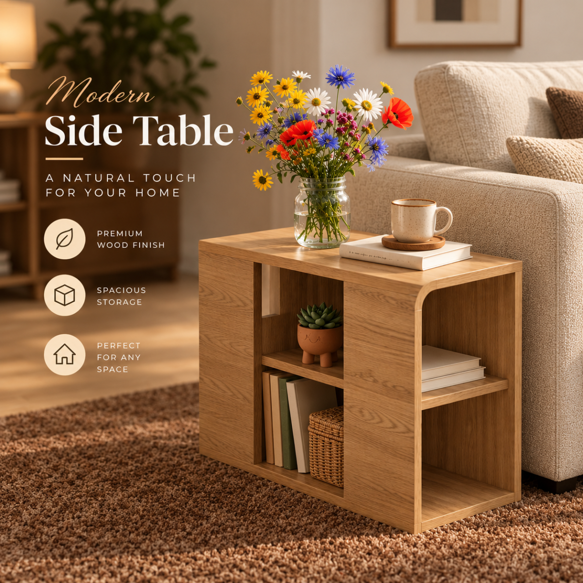 Elvora Modern Storage Side Table