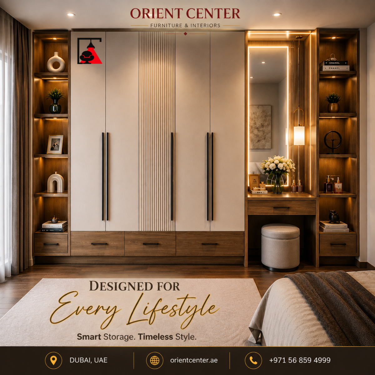 OC-WD-010 Verona Luxe Wardrobe with Dressing Unit
