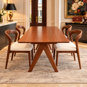 Warm Modern Walnut Dining Room Aurelia Solid Wood Dining Table Set